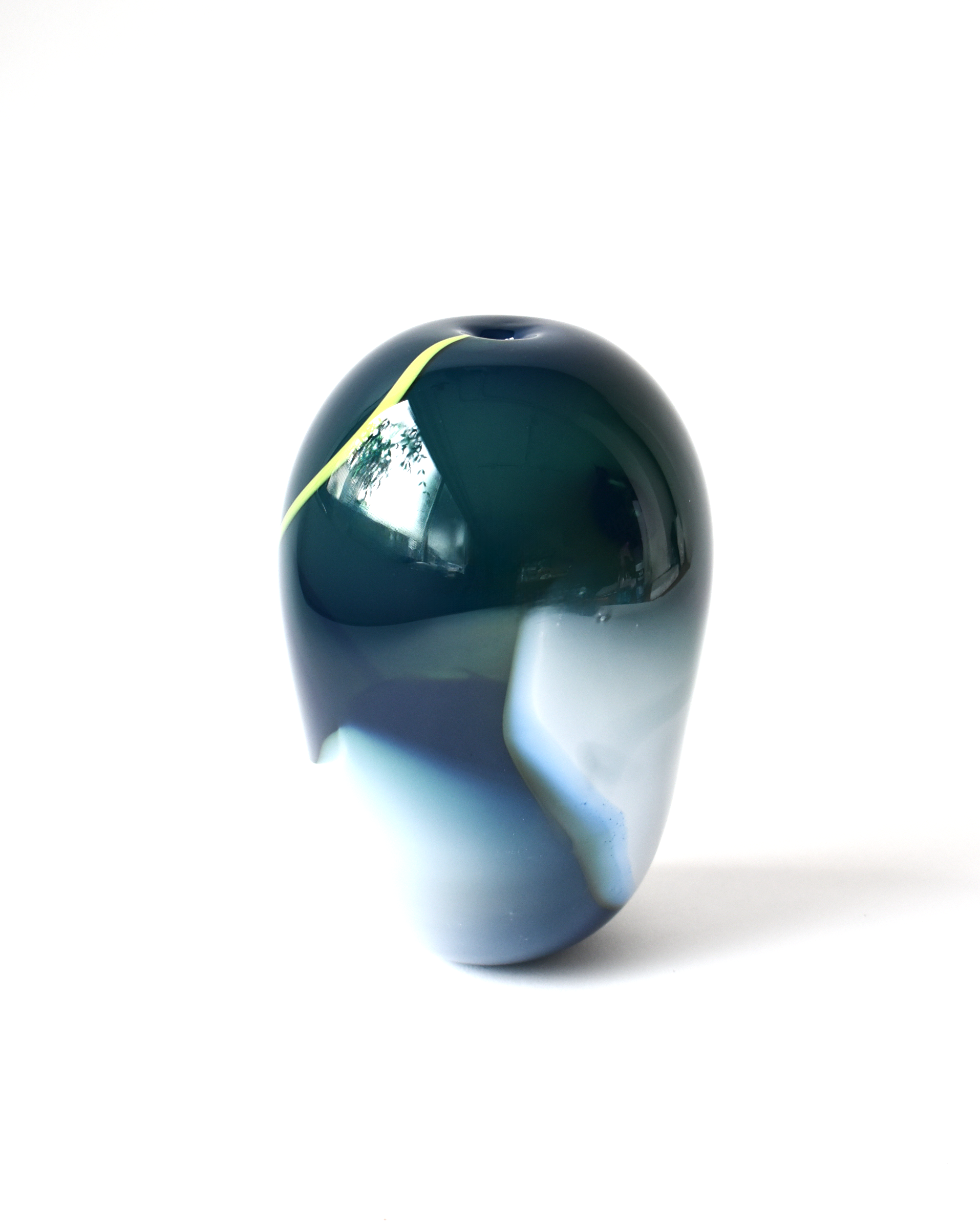 Green, White & Blue 'Half Pint' Blown Glass Vase