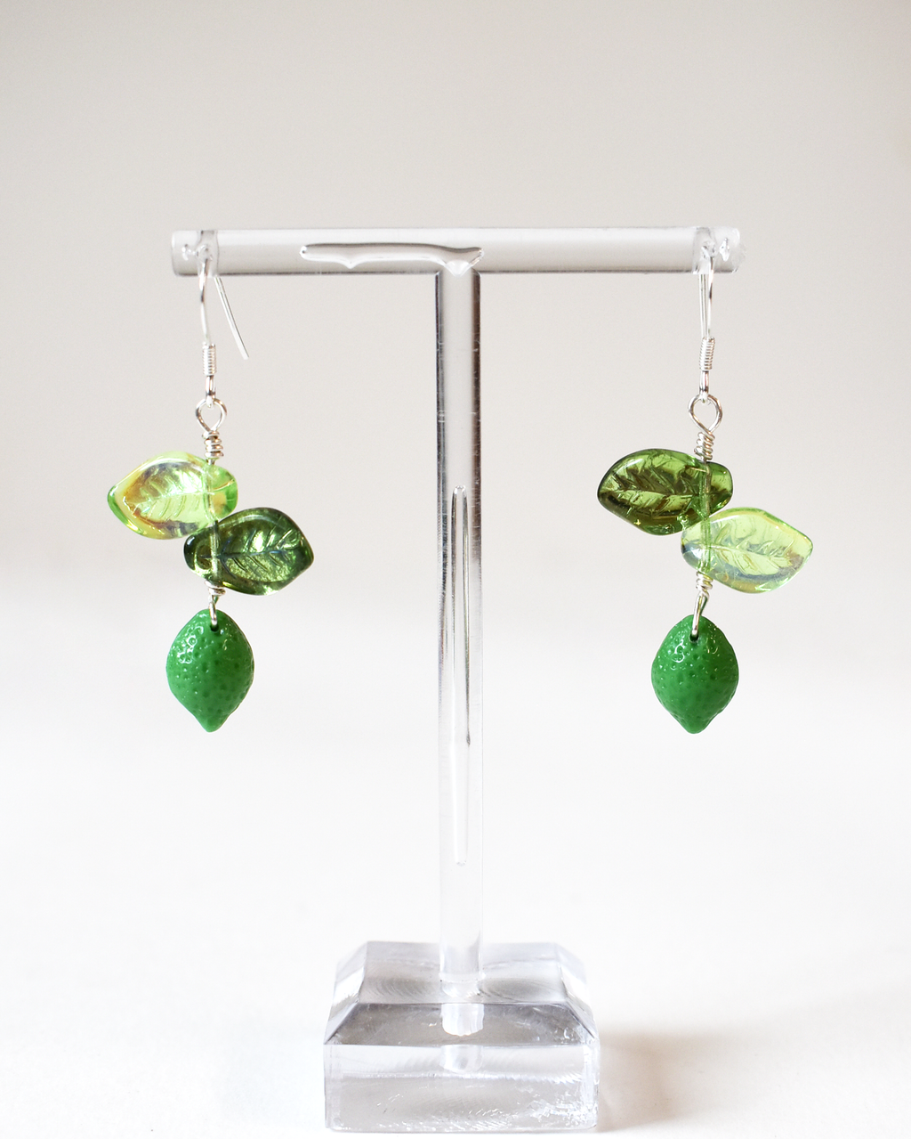 'Summer Limes' Pressed Glass Hook Earrings