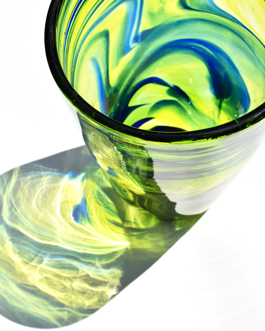 Lime Green & Blue Glass Vase