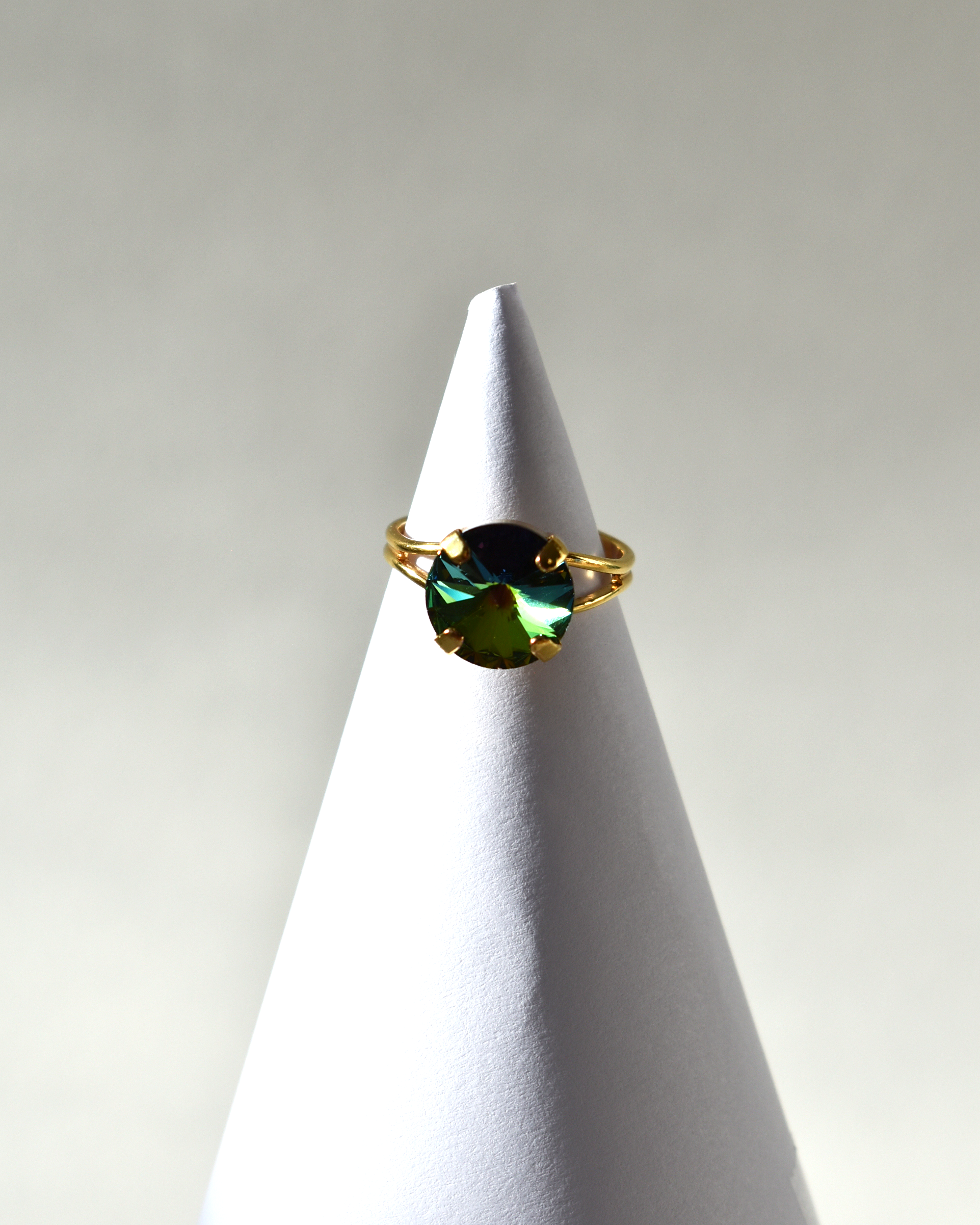 Dark Rainbow Crystal Cocktail Ring
