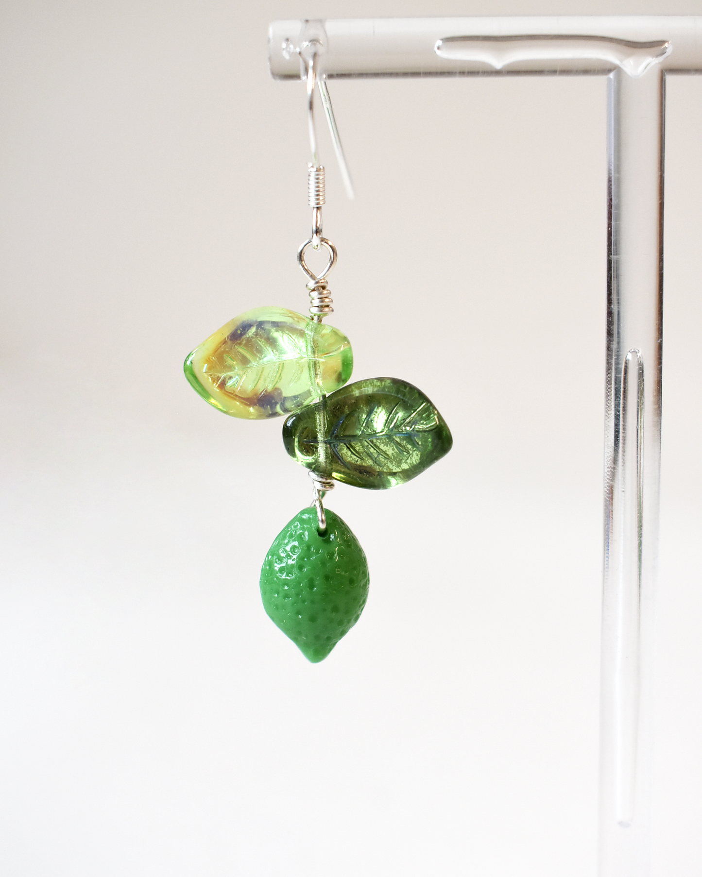 'Summer Limes' Pressed Glass Hook Earrings