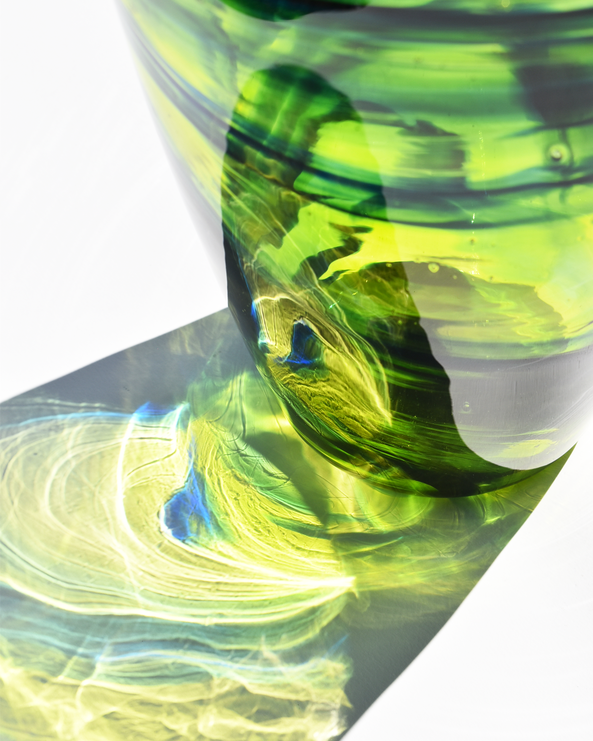 Lime Green & Blue Glass Vase