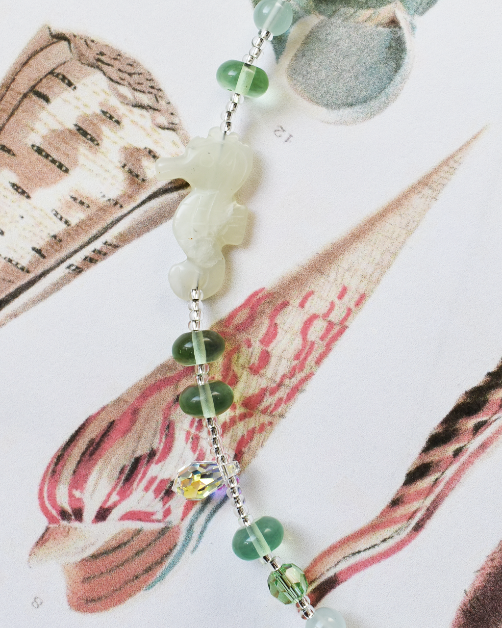 'Seafoam Green' Seahorse Bead Necklace