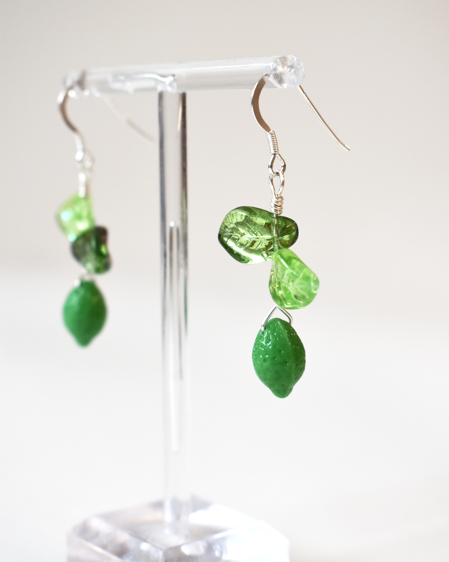 'Summer Limes' Pressed Glass Hook Earrings