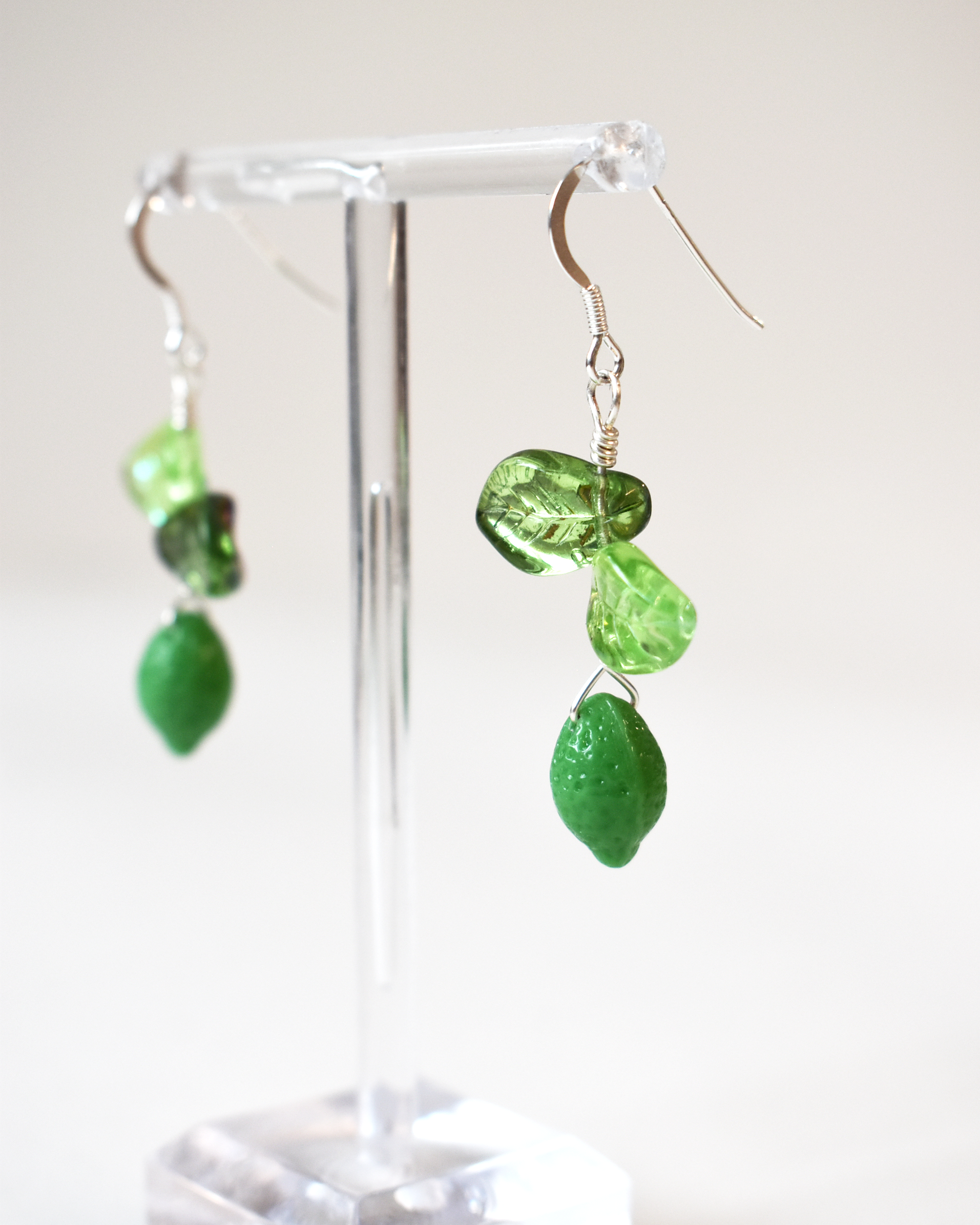 'Summer Limes' Pressed Glass Hook Earrings