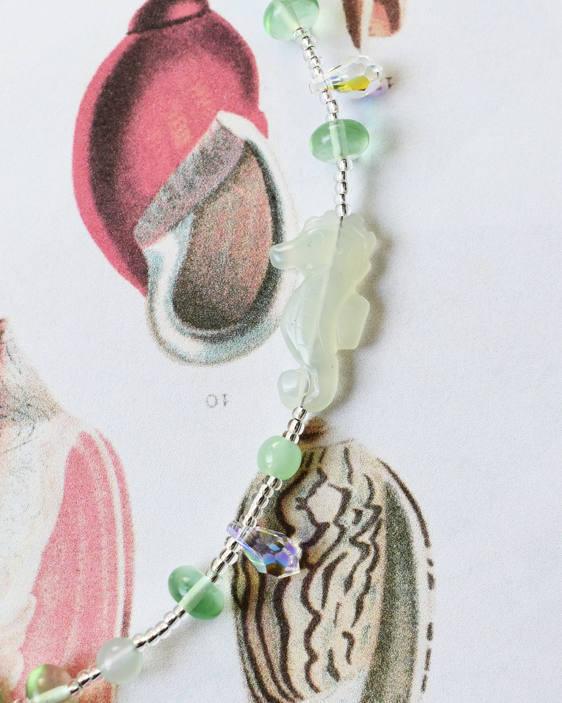 'Seafoam Green' Seahorse Bead Necklace