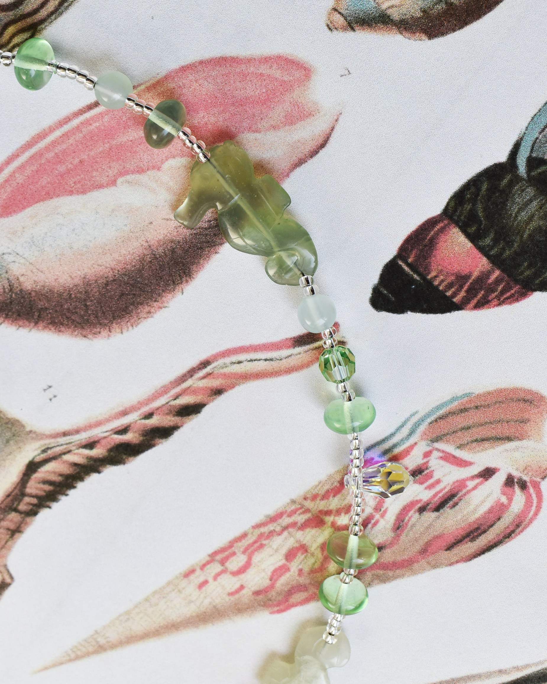'Seafoam Green' Seahorse Bead Necklace