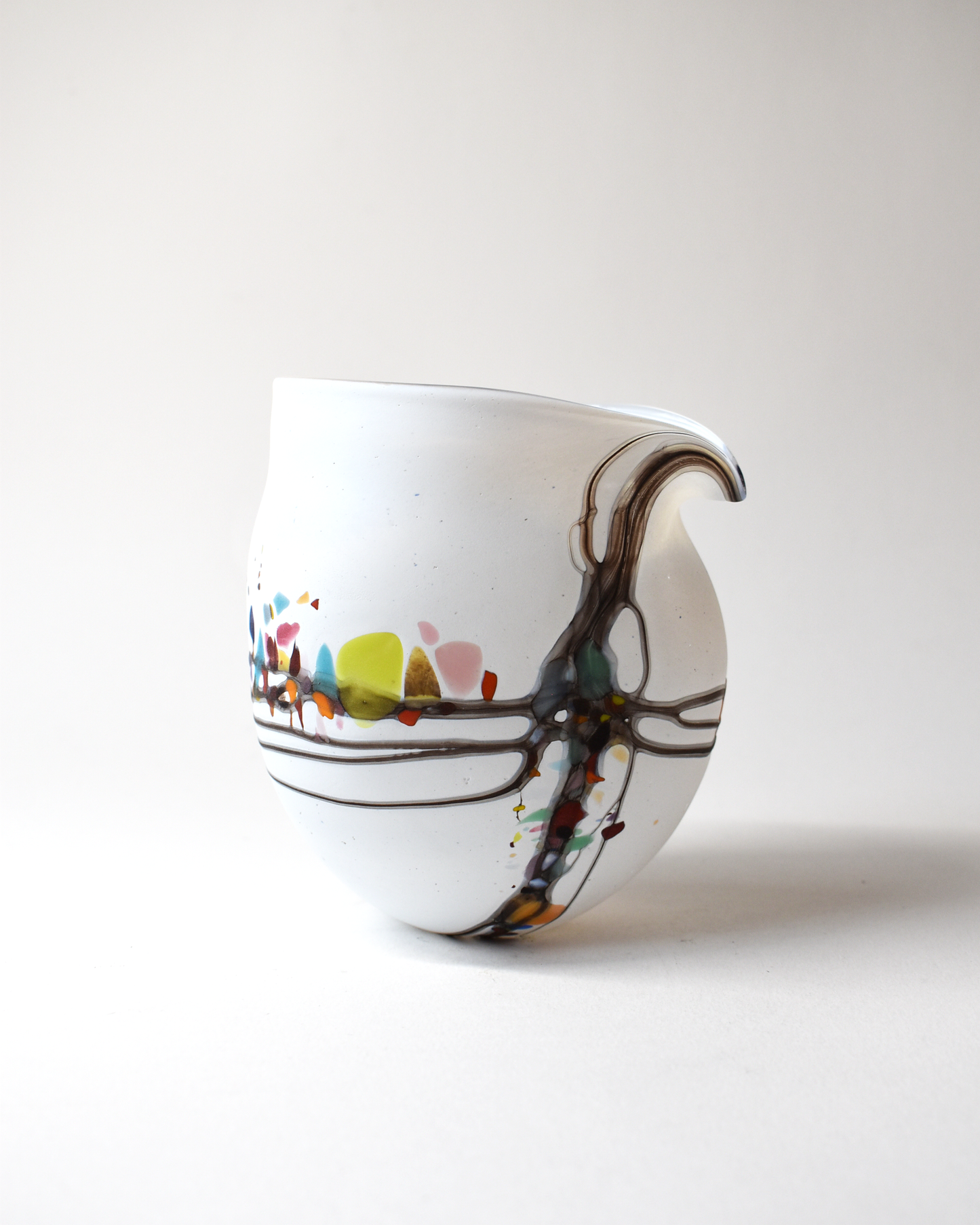 Striking White "Pebble" Handblown Glass Clutch Vase
