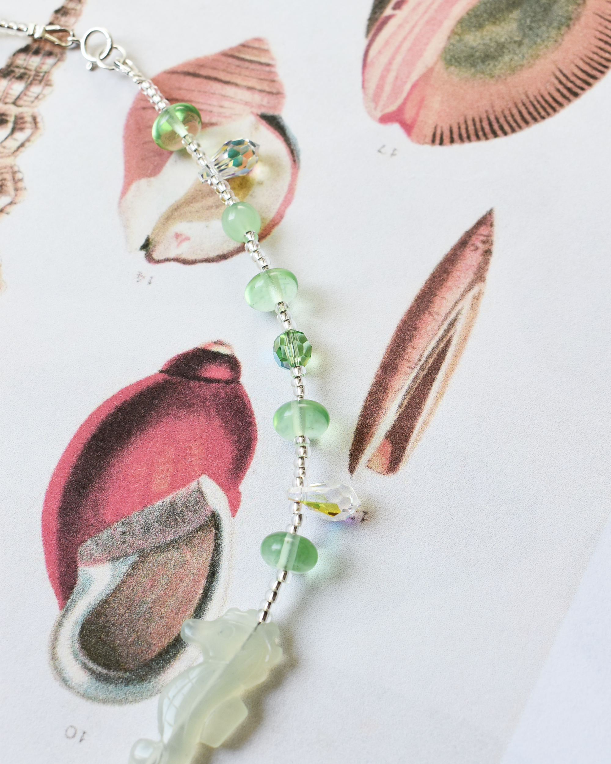 'Seafoam Green' Seahorse Bead Necklace