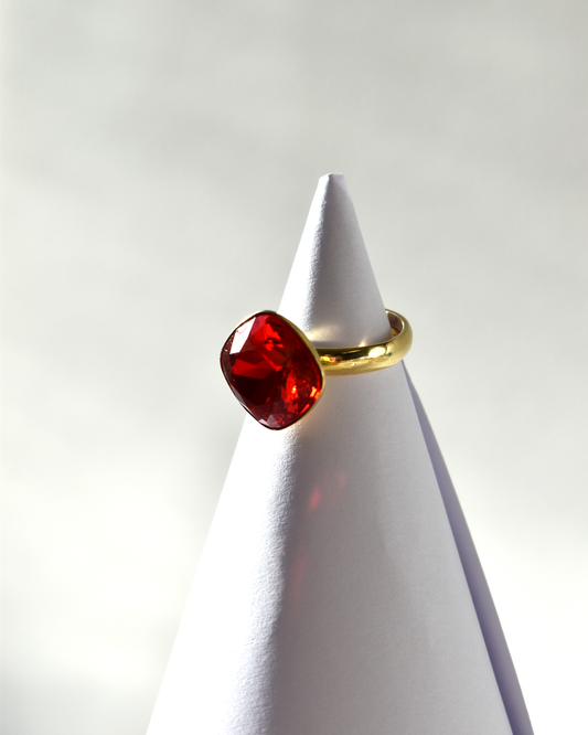 Ruby Red Crystal Cocktail Ring