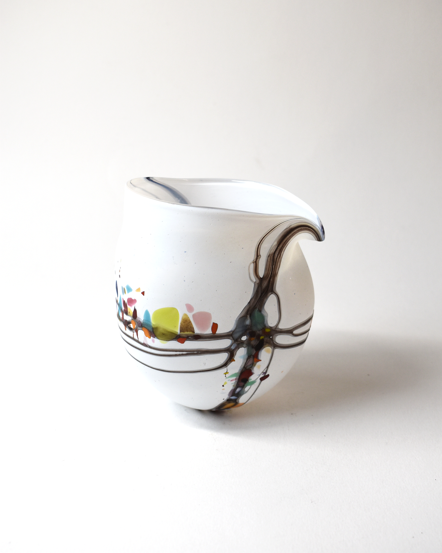 Striking White "Pebble" Handblown Glass Clutch Vase