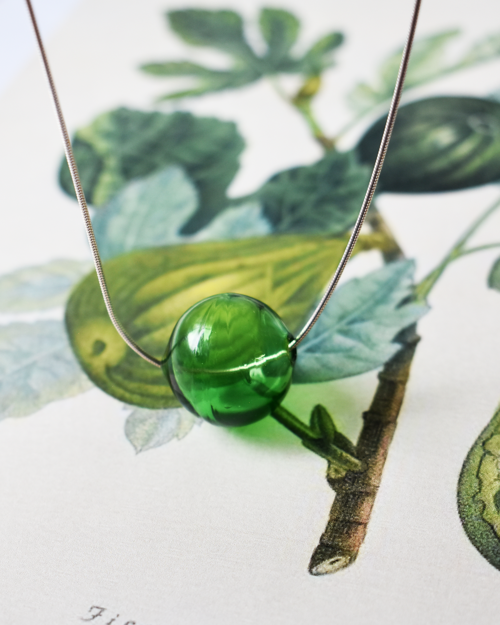 'Green Glass Orb' Necklace