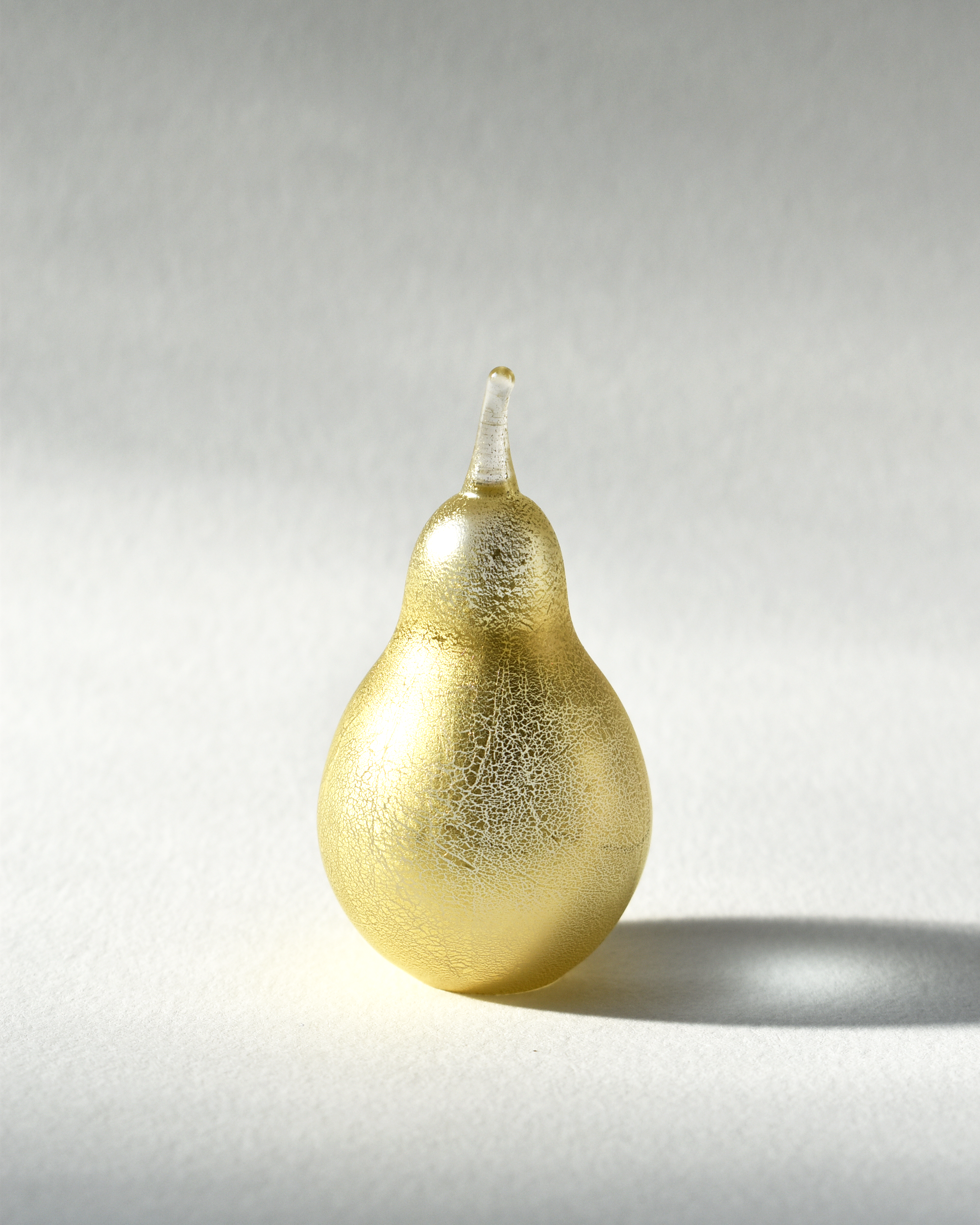 Golden Gold Leaf Blown Glass Pear (S)