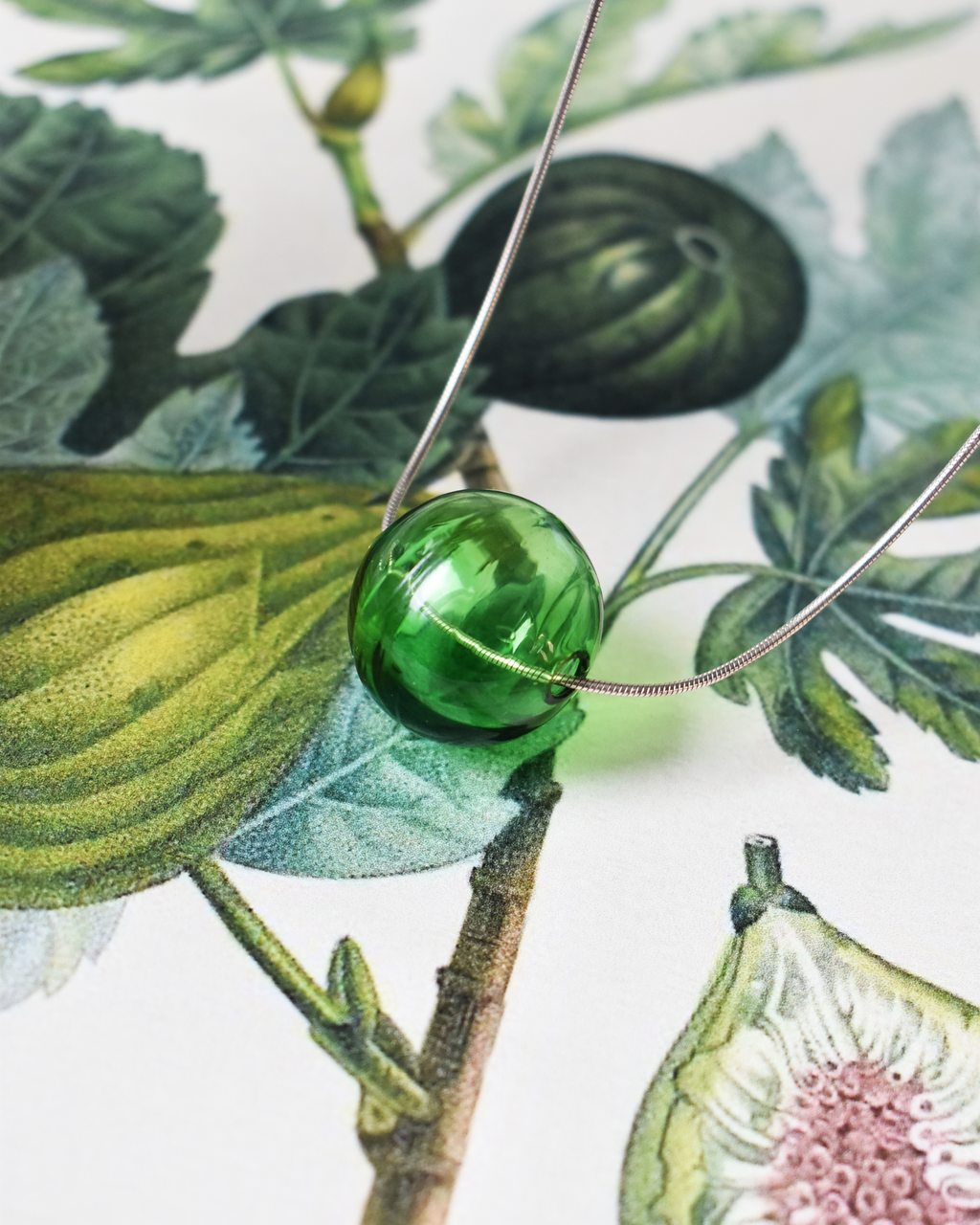 'Green Glass Orb' Necklace
