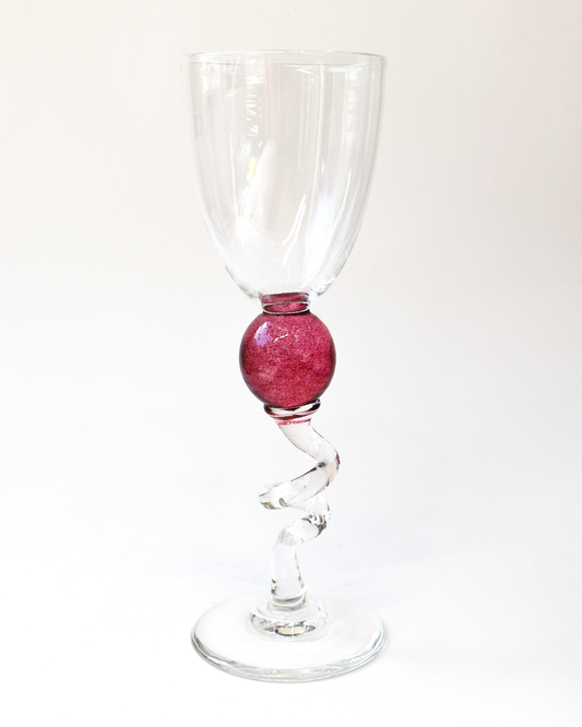 Cranberry Pink 'Colourball' Blown Wine Glass