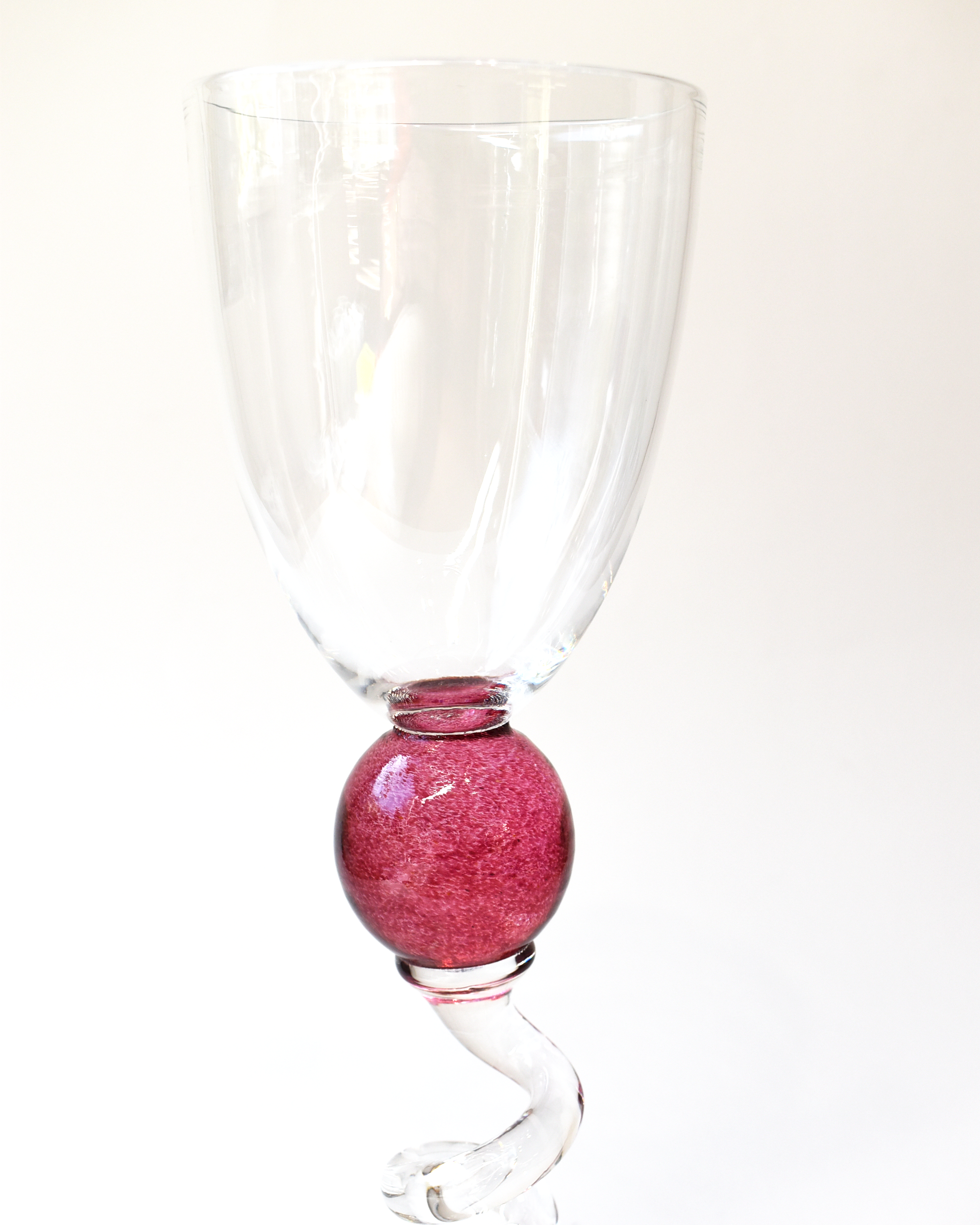 Cranberry Pink 'Colourball' Blown Wine Glass