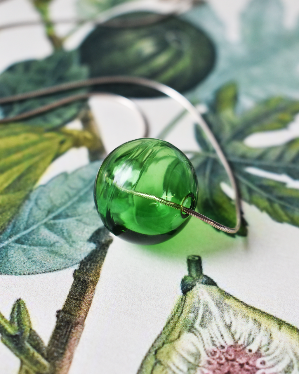 'Green Glass Orb' Necklace