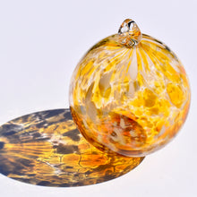 Load image into Gallery viewer, Amber &amp; White Speckled Glass Bauble
