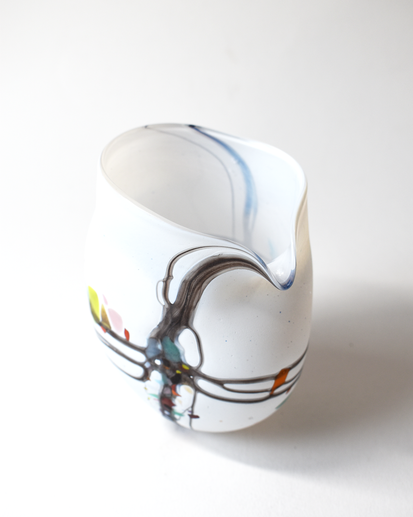Striking White "Pebble" Handblown Glass Clutch Vase