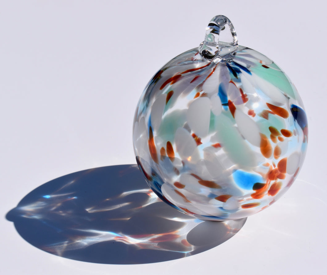 Winter Ice Speckled Glass Bauble