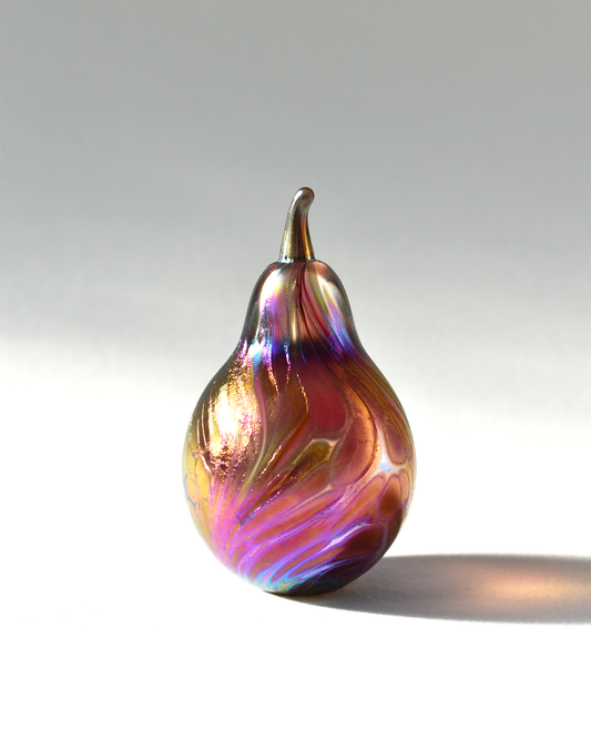 Featherspray Pink Blown Glass Pear (S)