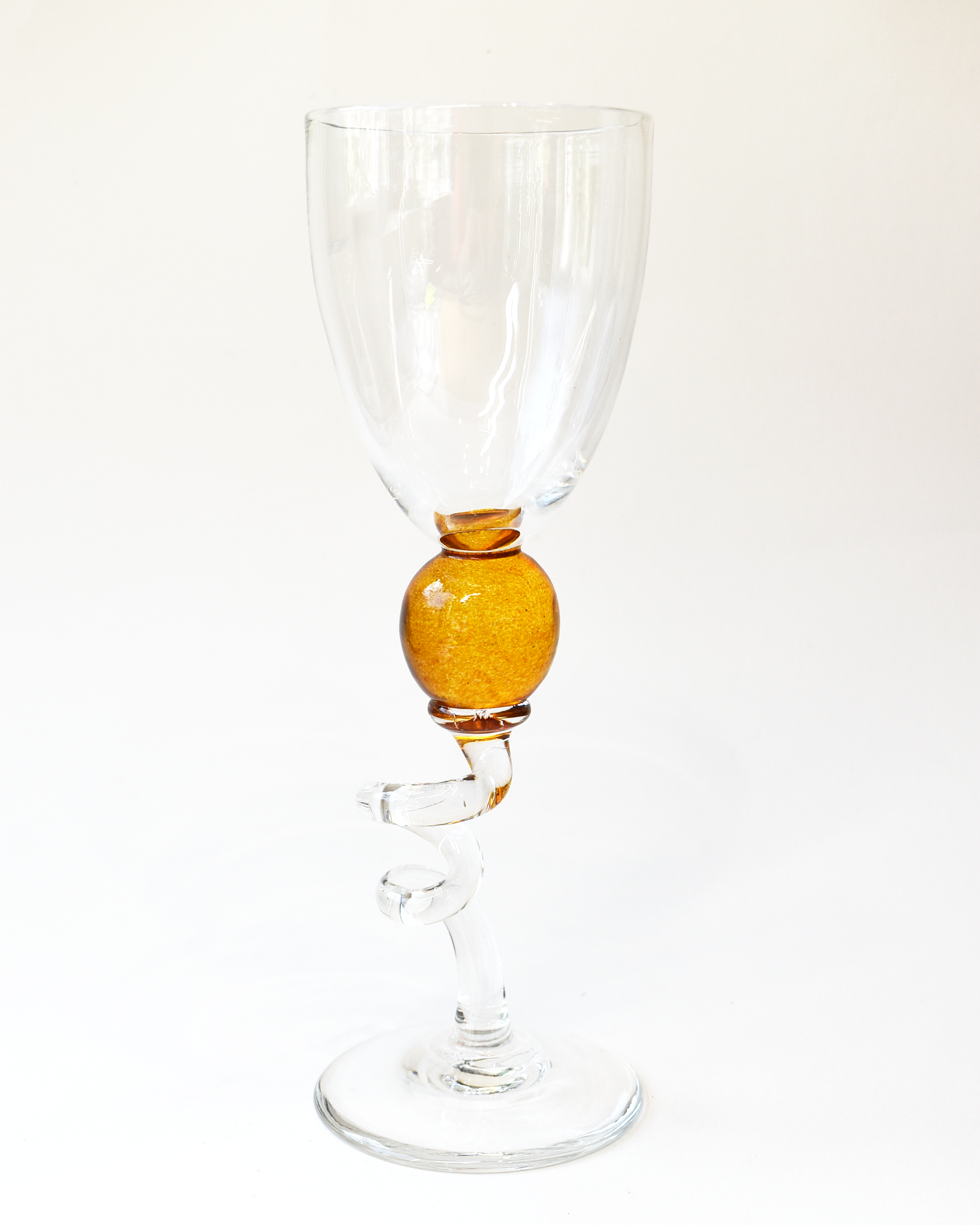 Handblown Amber 'Colourball' Wine Glass