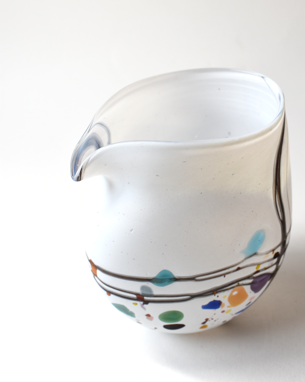 Striking White "Pebble" Handblown Glass Clutch Vase