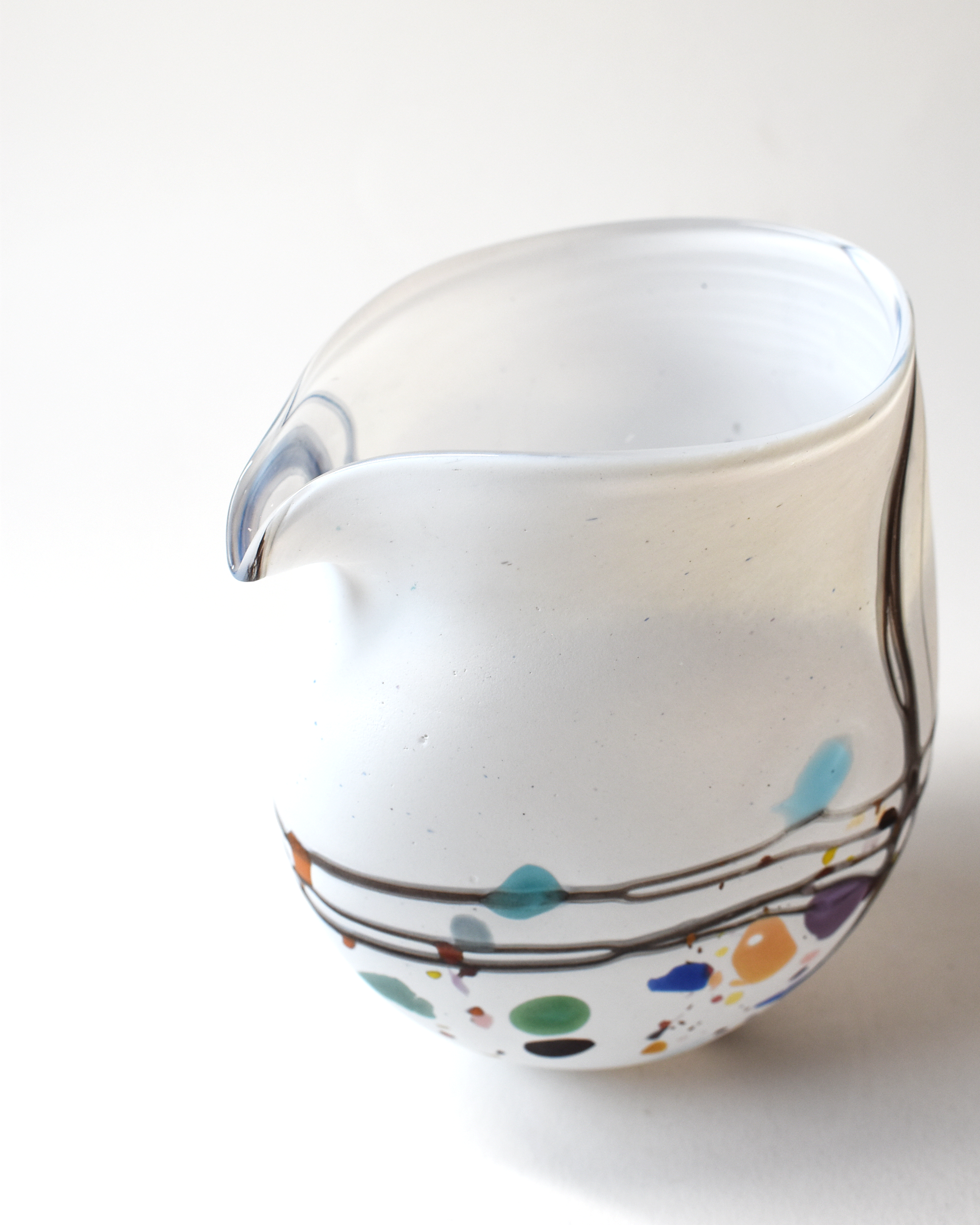 Striking White "Pebble" Handblown Glass Clutch Vase