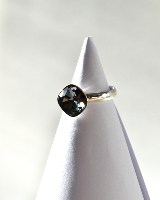 Smokey Grey Crystal Cocktail Ring