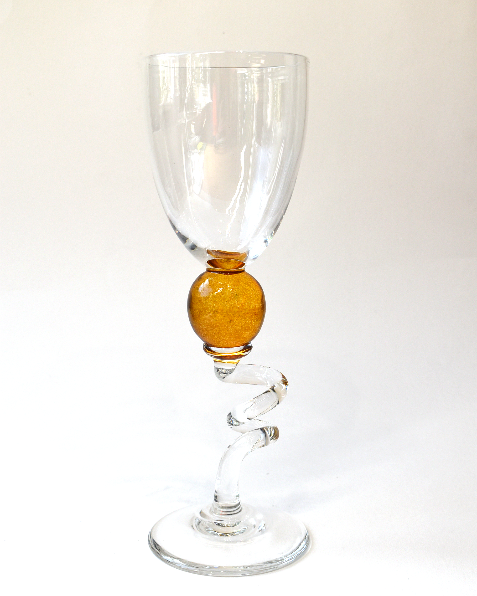 Handblown Amber 'Colourball' Wine Glass