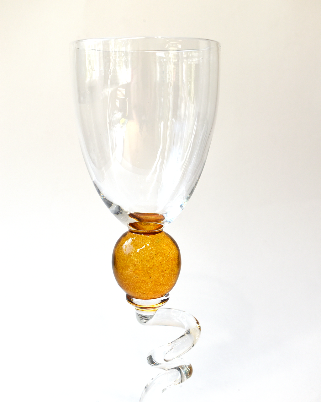 Handblown Amber 'Colourball' Wine Glass