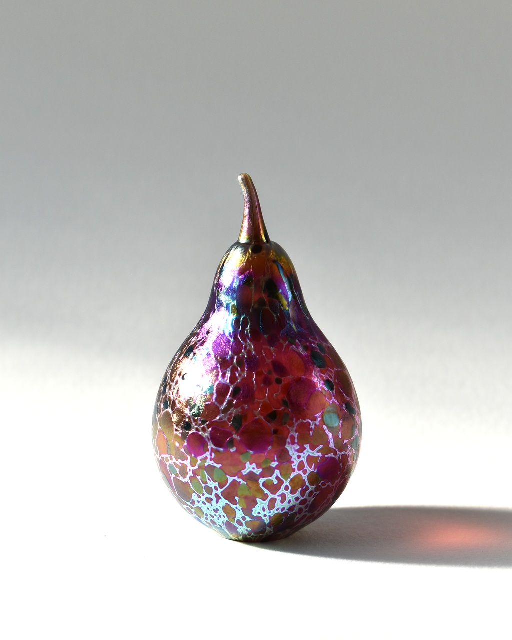 Cranberry Pink Blown Glass Pear (L)