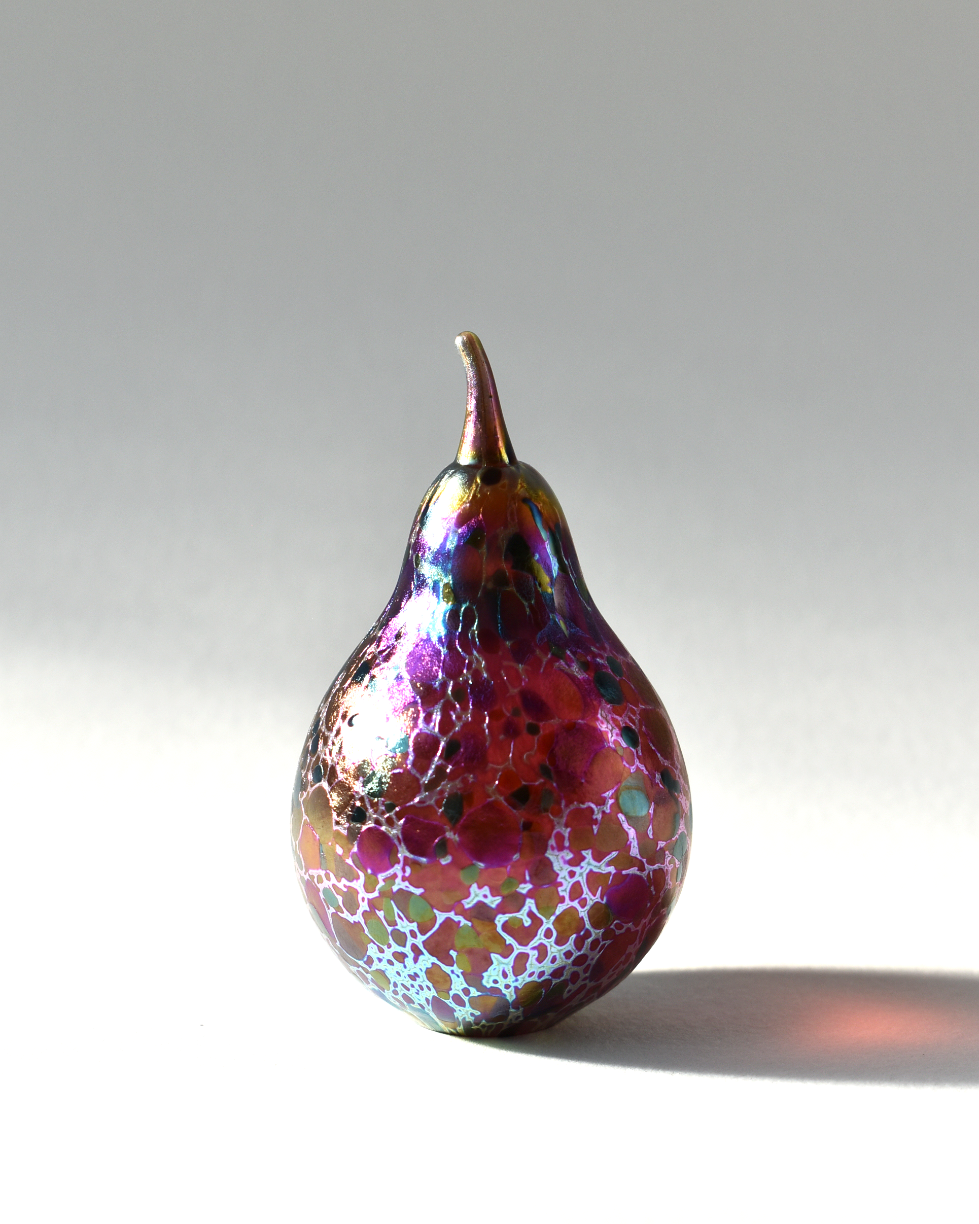 Cranberry Pink Blown Glass Pear (L)