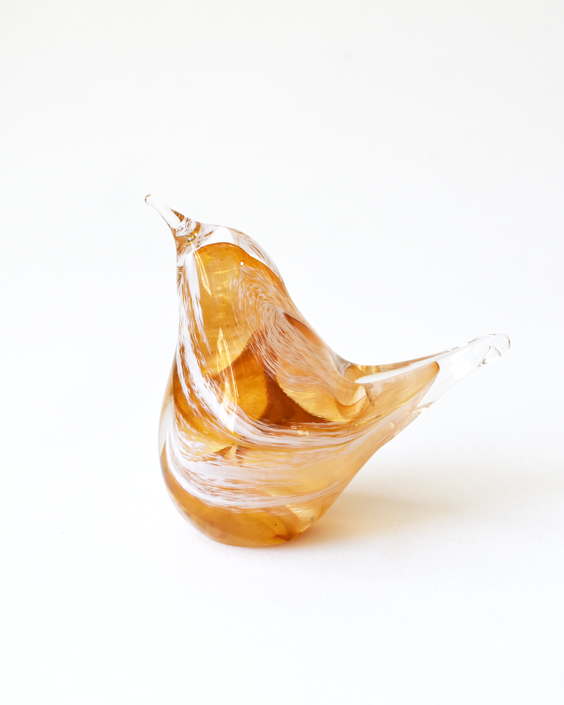 Pale Orange Swirl Glass Bird