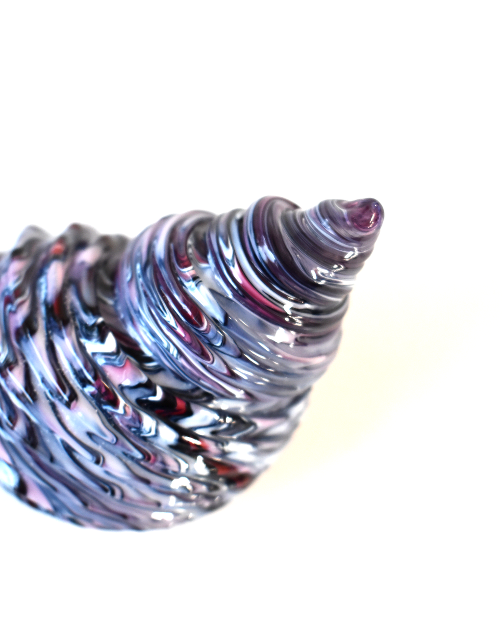 Conical 'Raspberry Ripple' Blown Glass Shell (L)