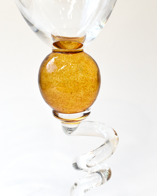Amber 'Colourball' Blown Wine Glass