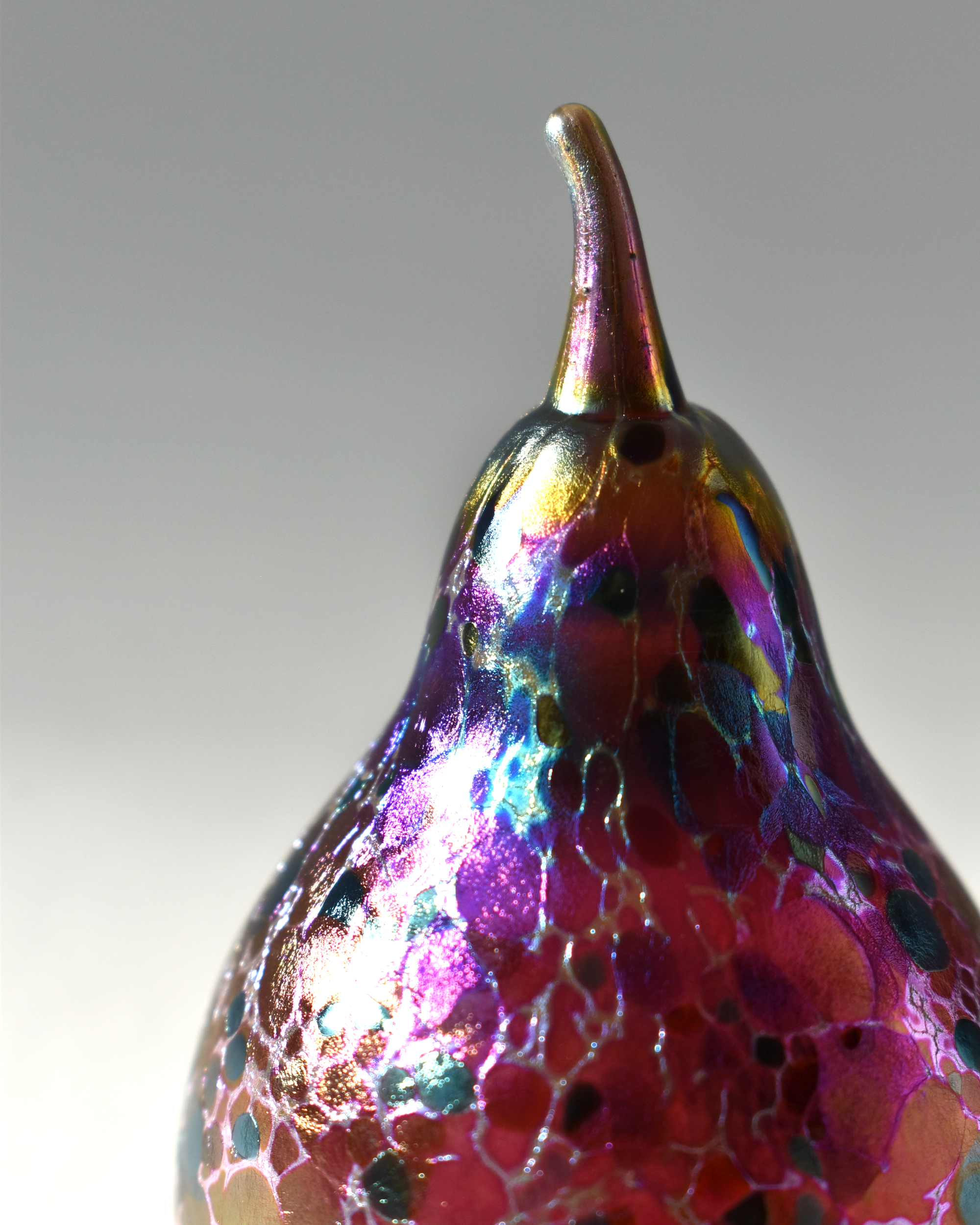 Cranberry Pink Blown Glass Pear (L)