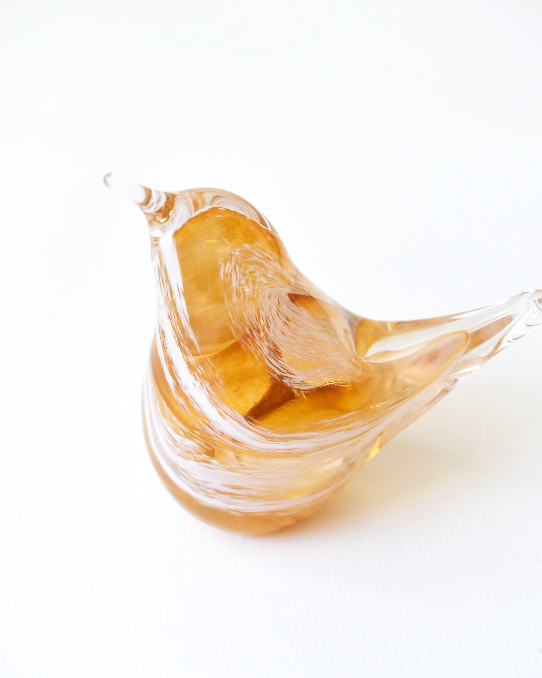 Pale Orange Swirl Glass Bird