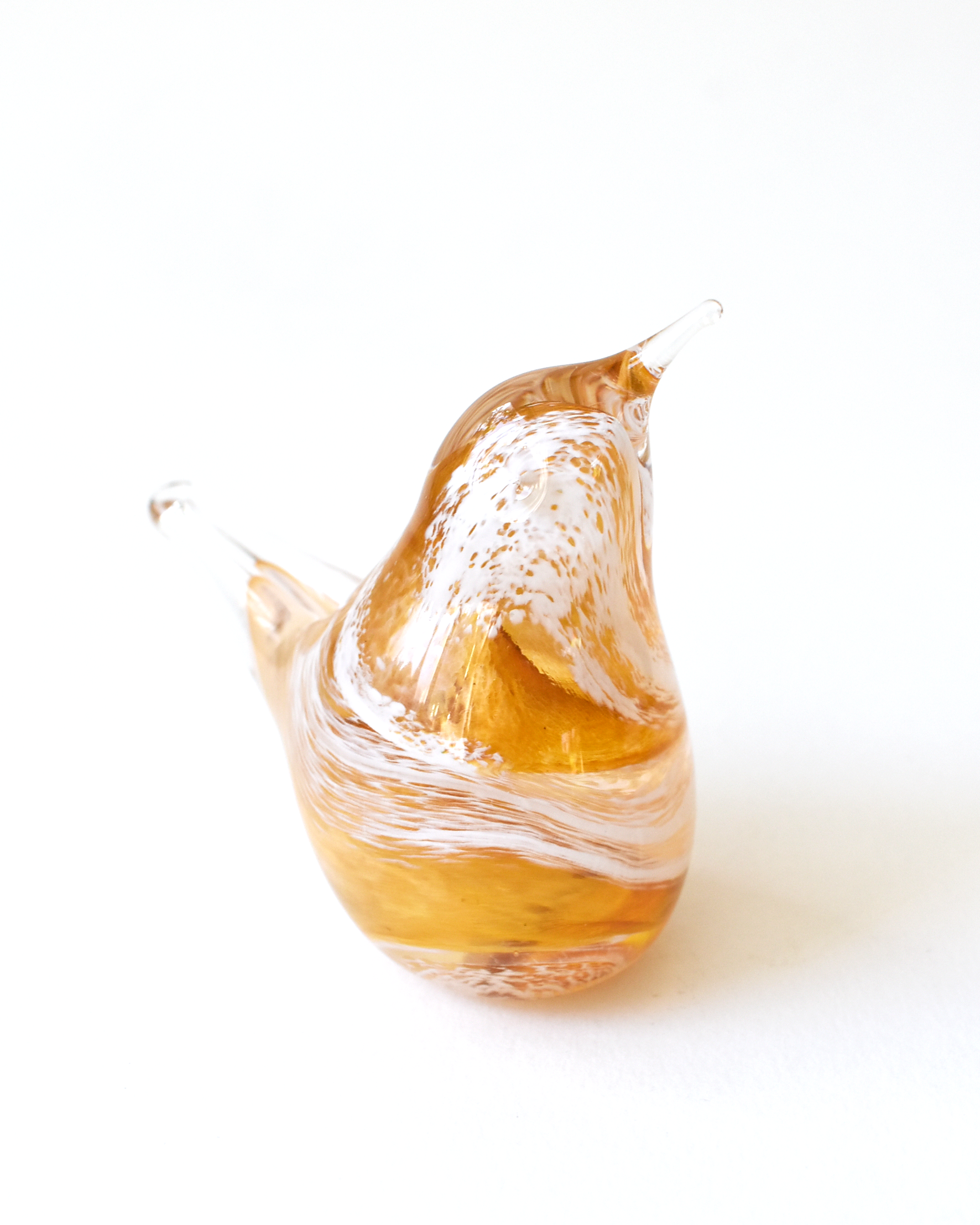 Pale Orange Swirl Glass Bird