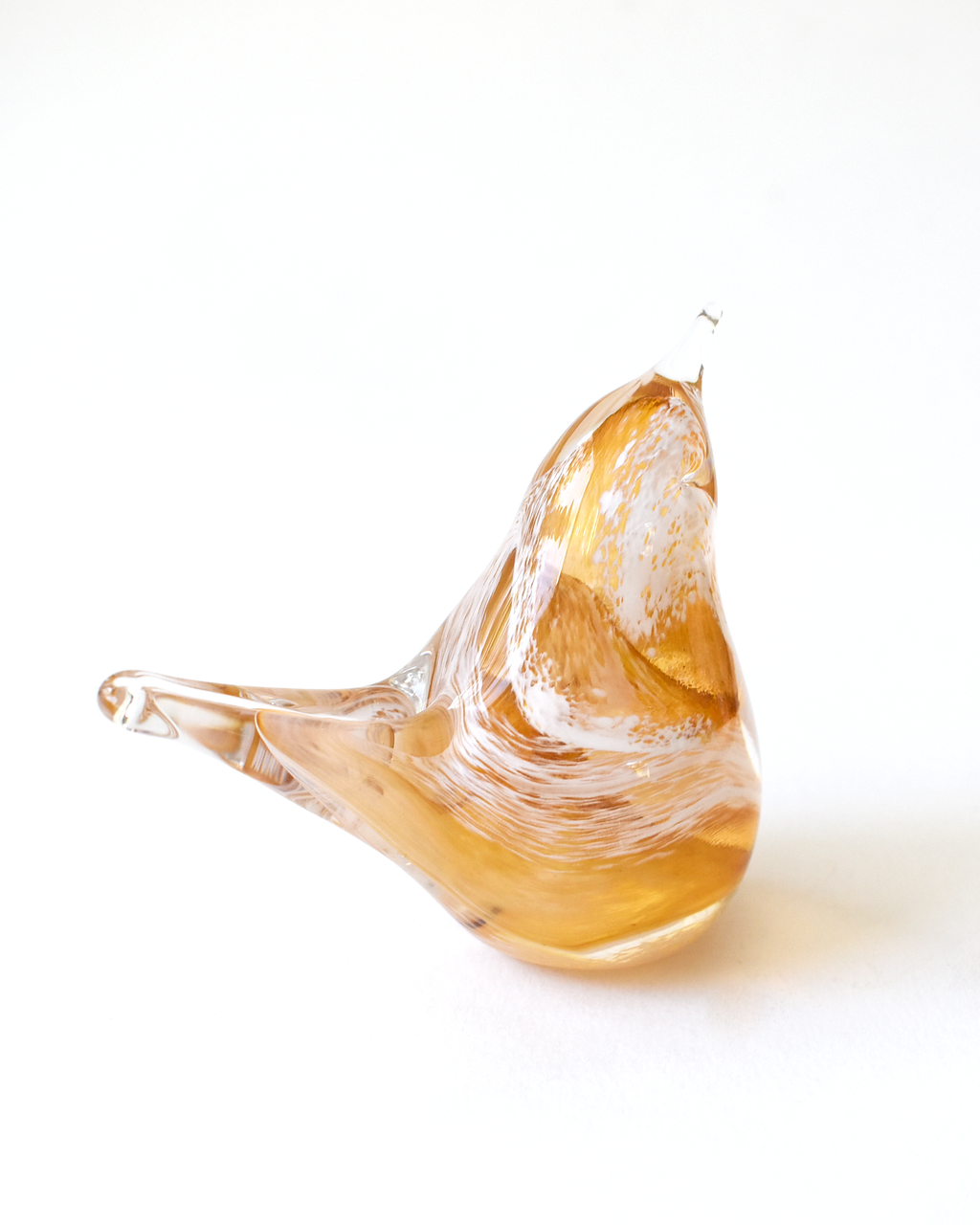 Pale Orange Swirl Glass Bird