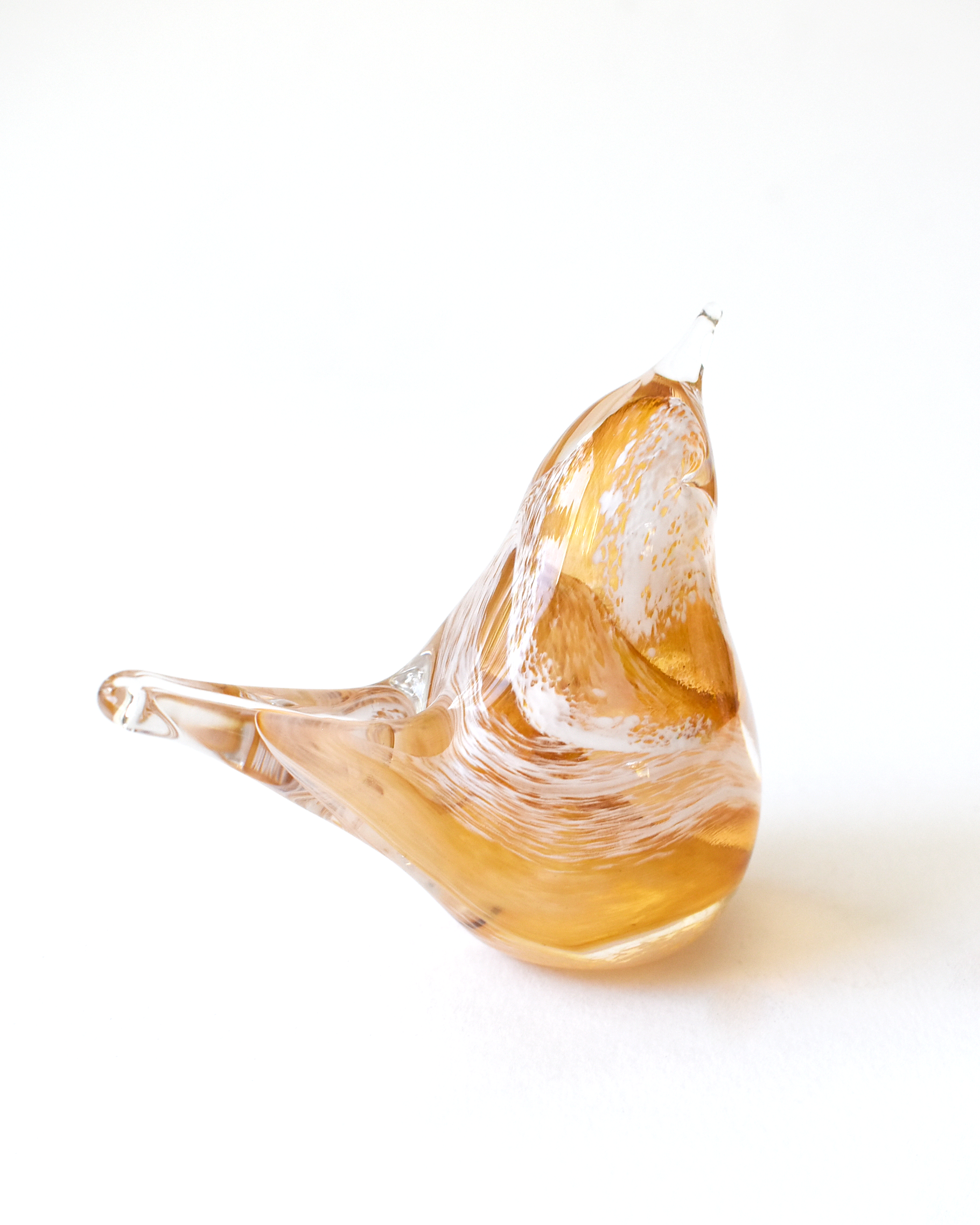 Pale Orange Swirl Glass Bird