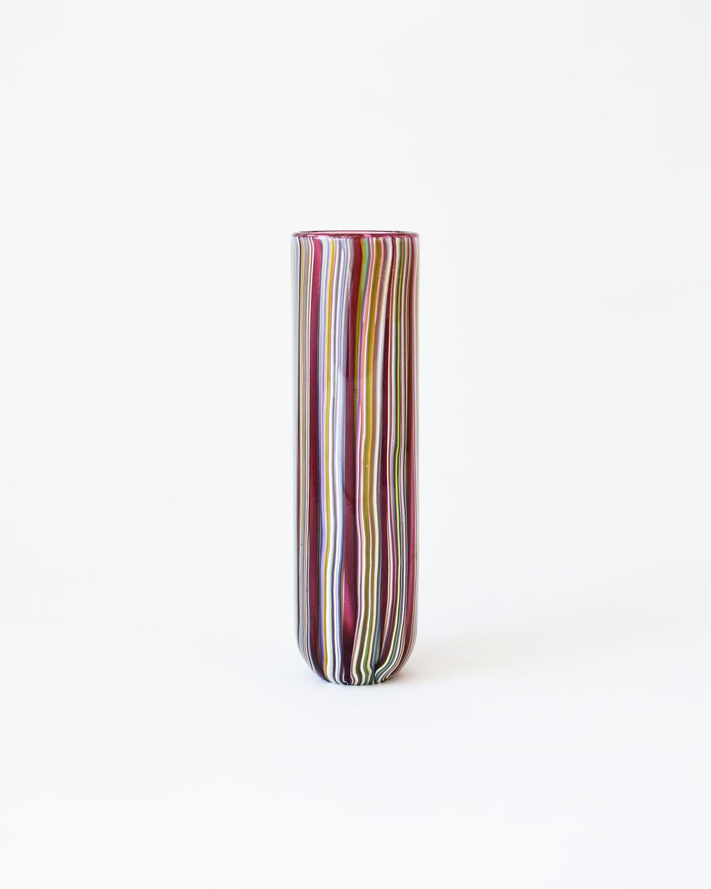Cranberry Pink 'Coastal Stripe' Cylindrical Vase
