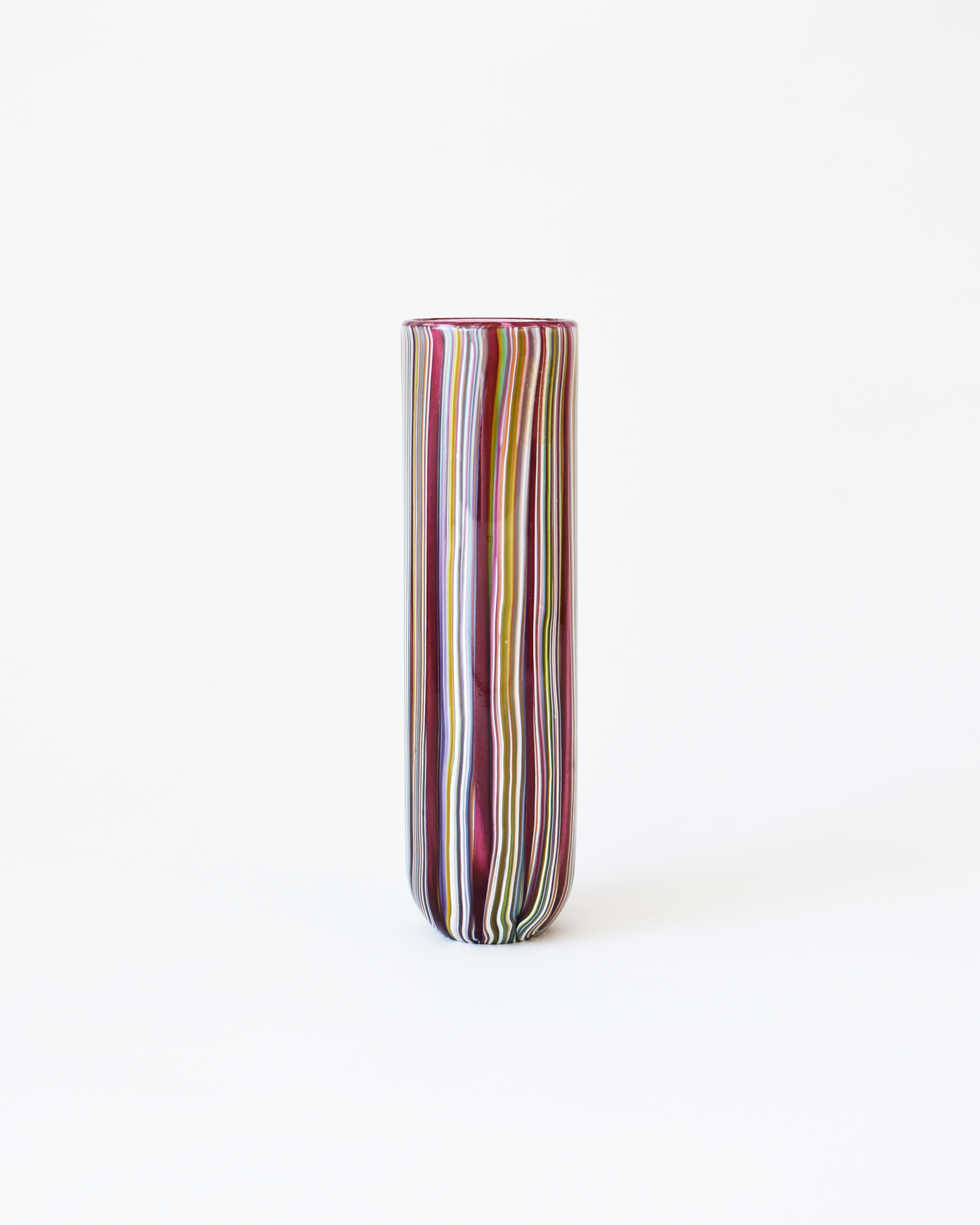 Cranberry Pink 'Coastal Stripe' Cylindrical Vase