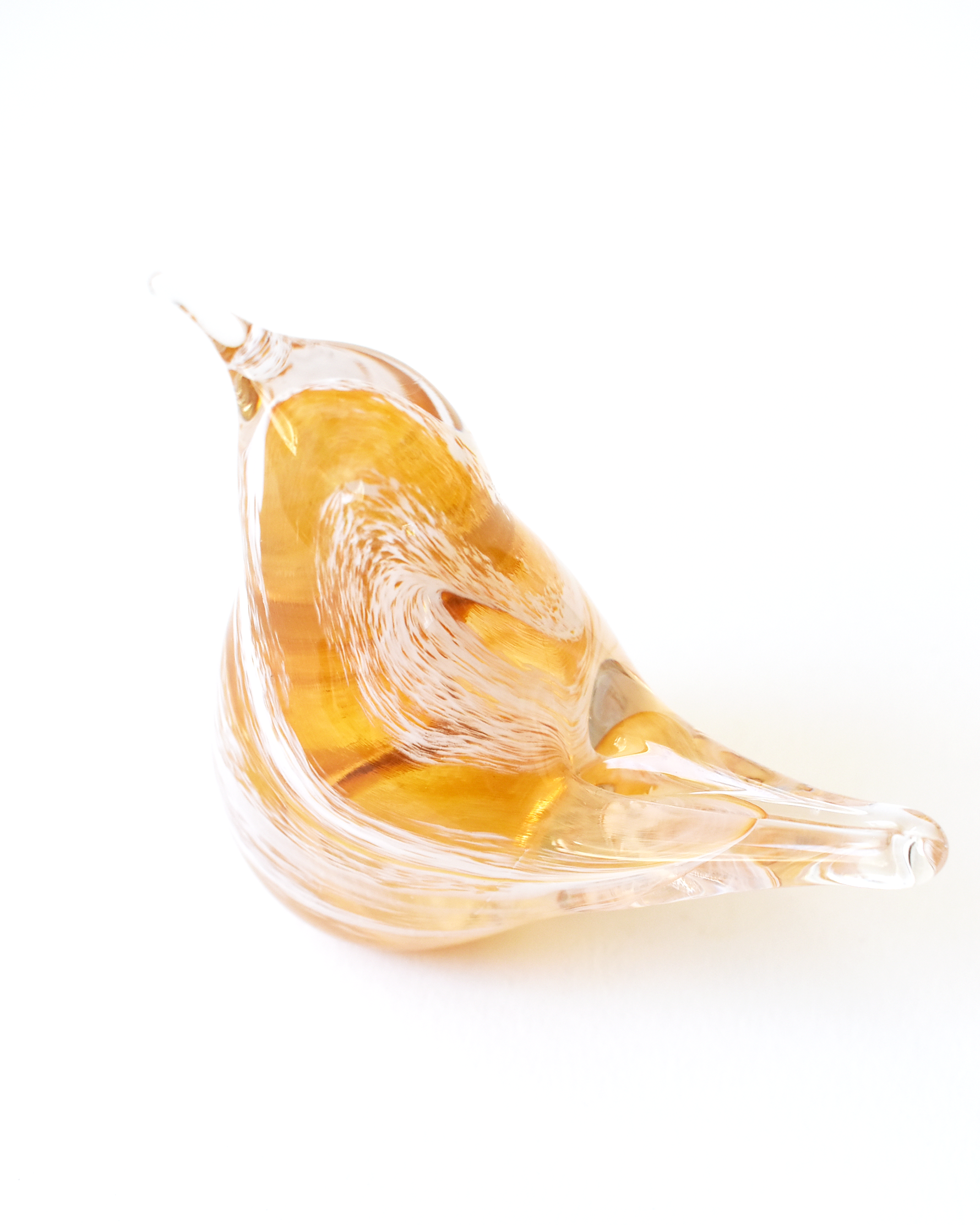 Pale Orange Swirl Glass Bird