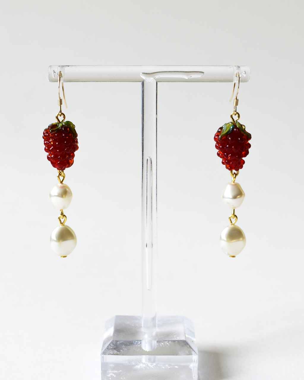 'Raspberries & Cream' Drop Hook Earrings
