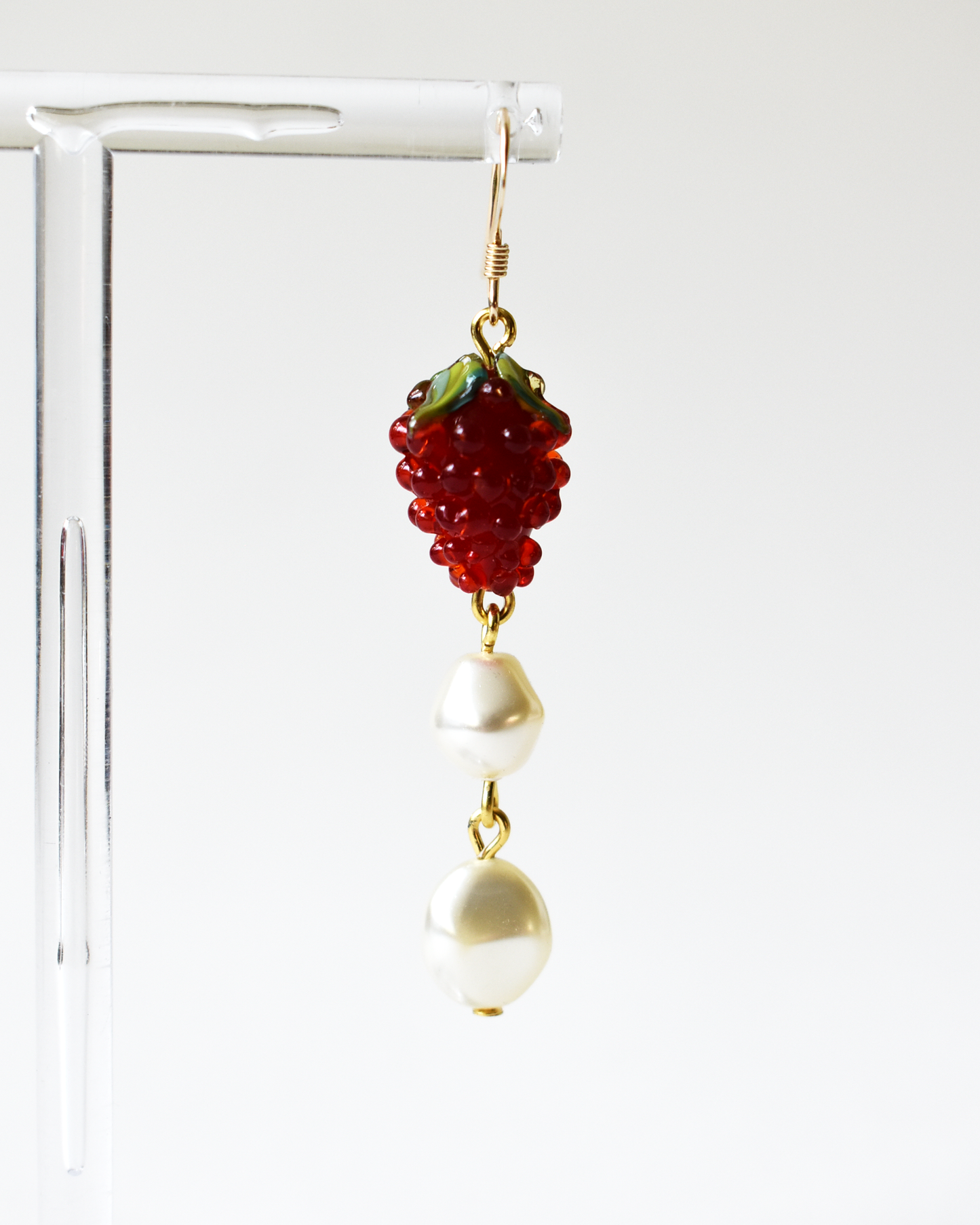 'Raspberries & Cream' Drop Hook Earrings