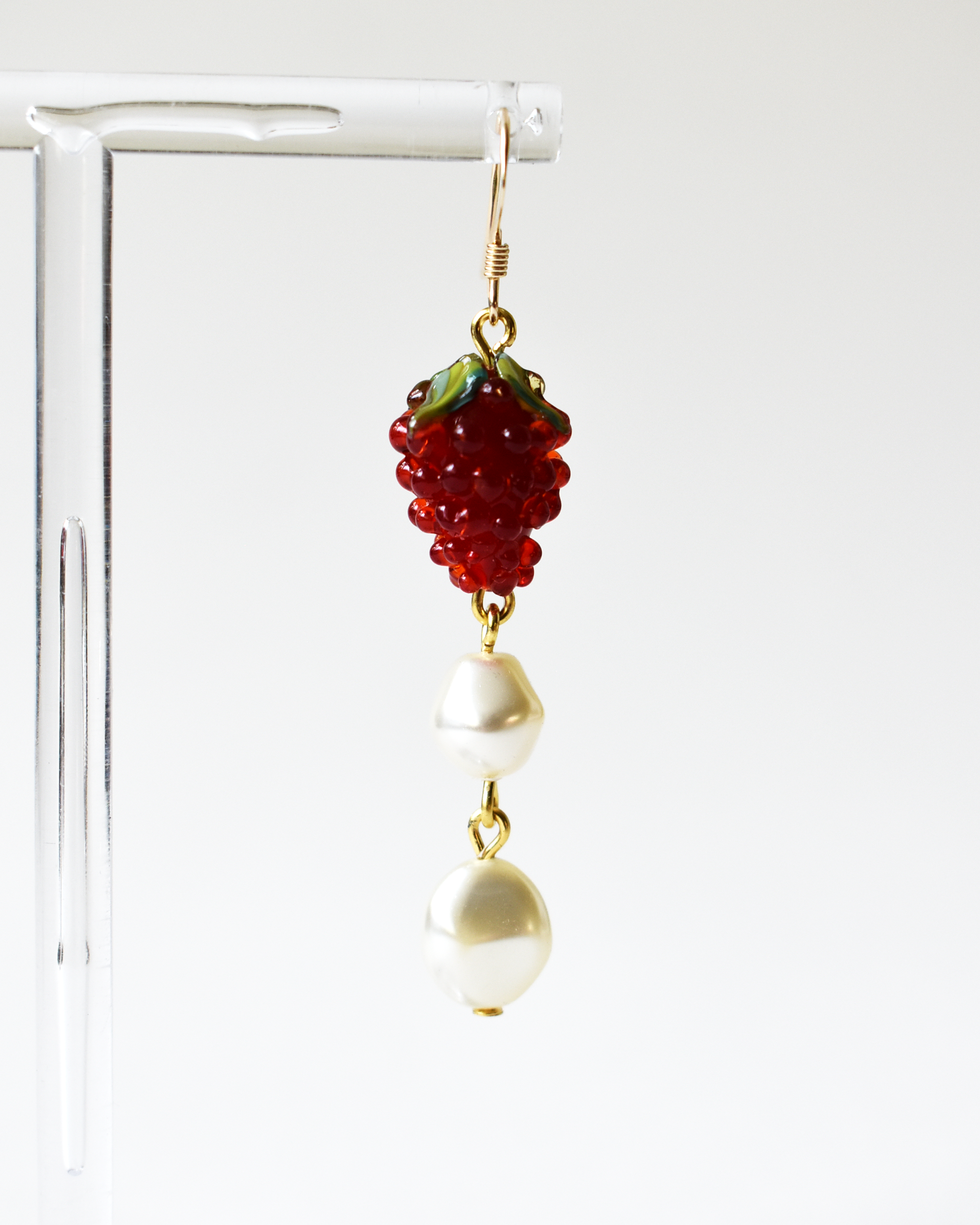 'Raspberries & Cream' Drop Hook Earrings