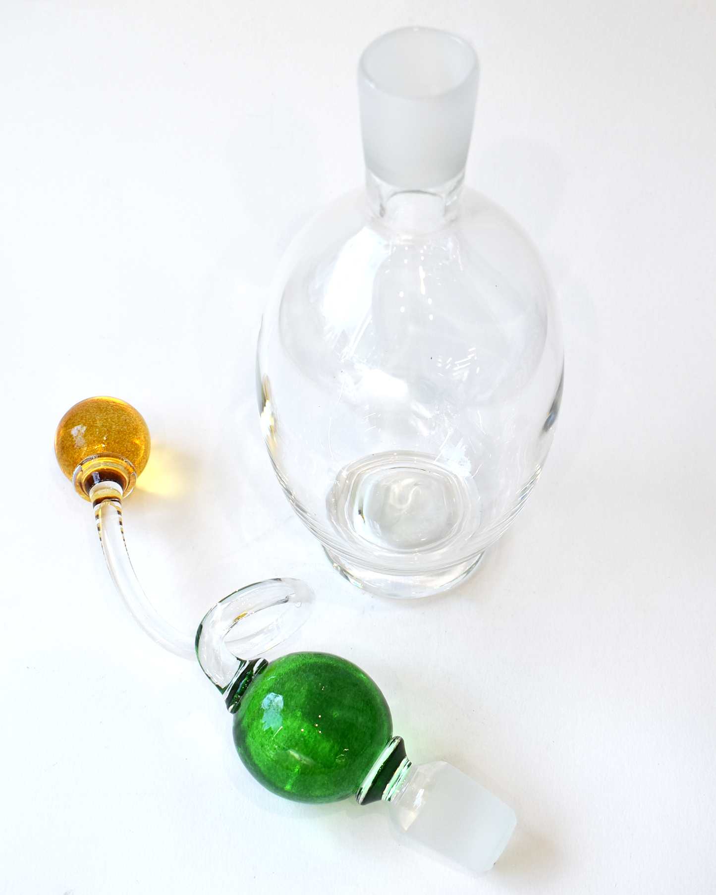 Amber & Green 'Colourball' Blown Glass Decanter