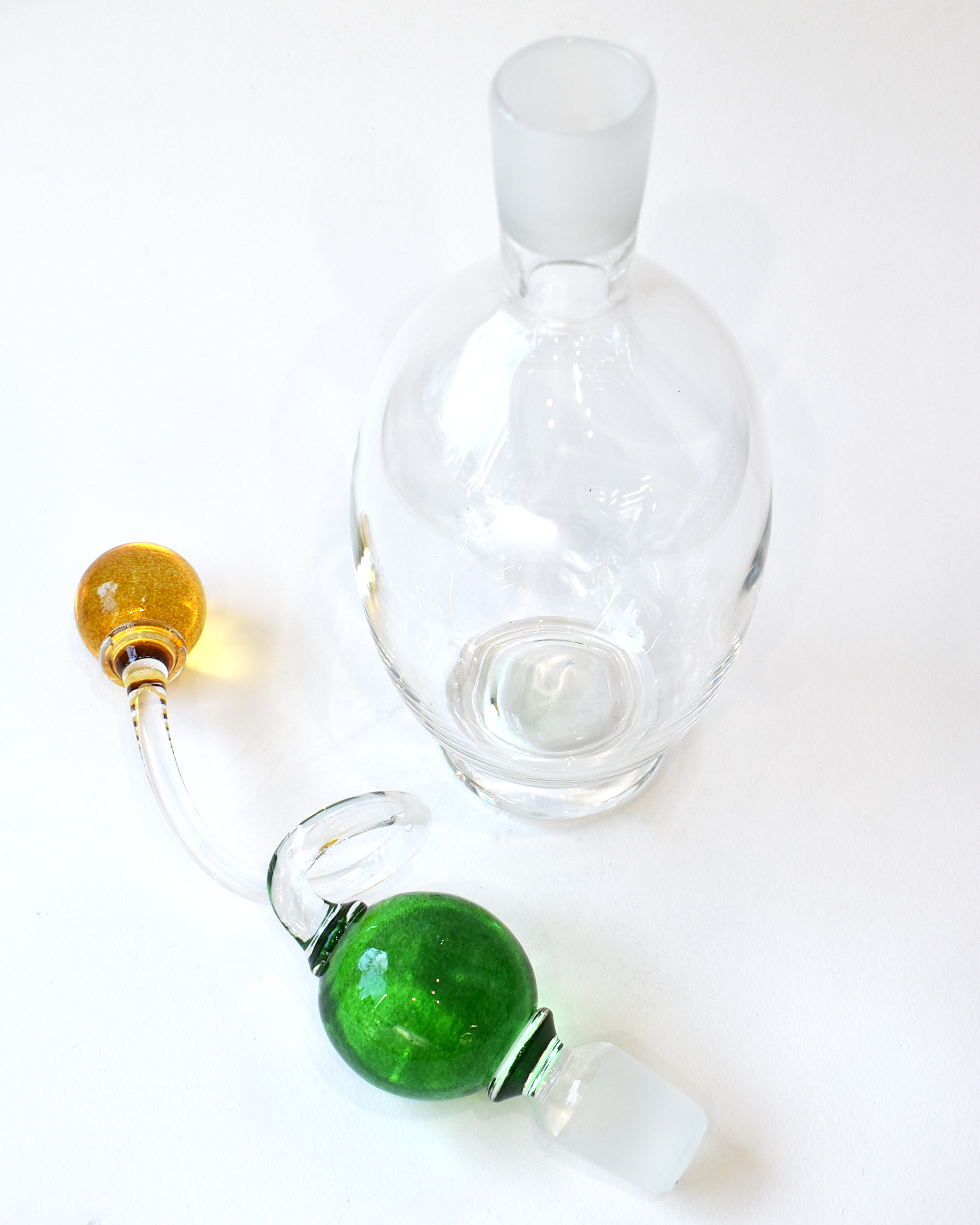 Amber & Green 'Colourball' Blown Glass Decanter