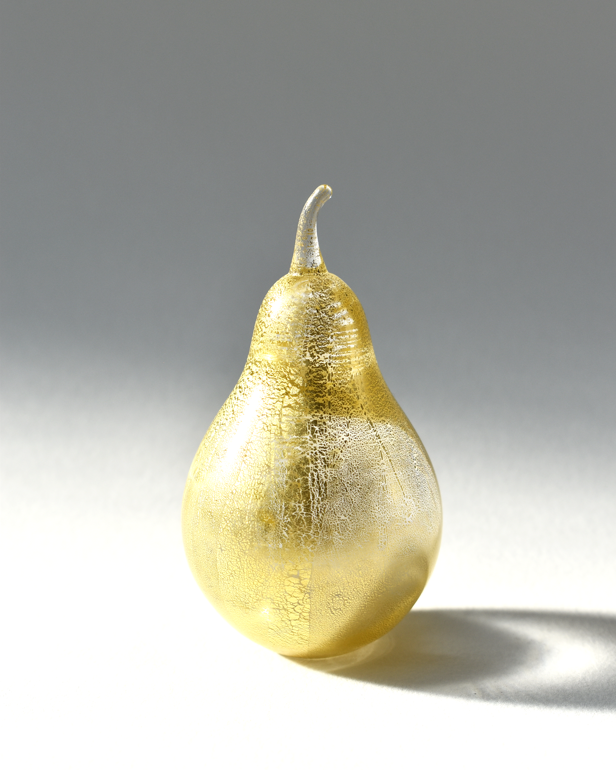 Golden Gold Leaf Blown Glass Pear (L)